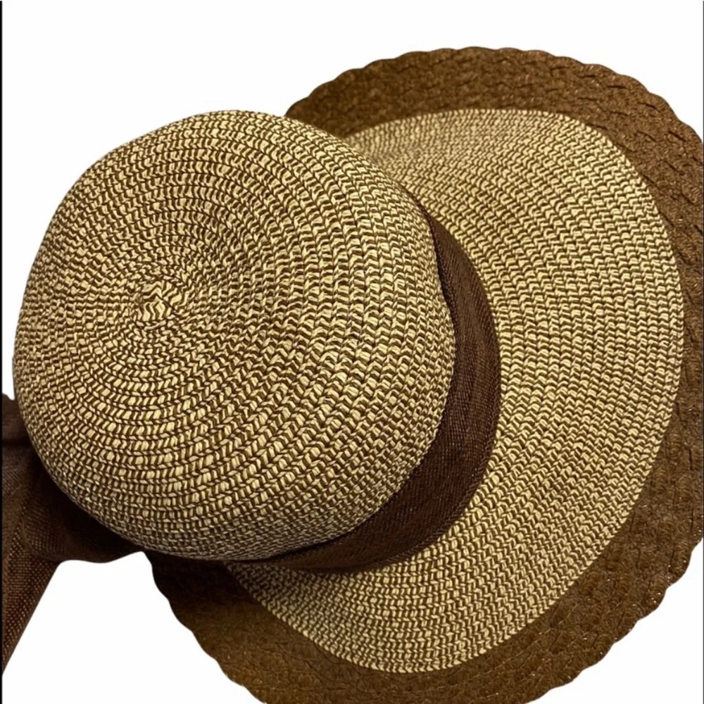Women’s Straw Hat Accented With A Brown Bow - Picture 6 of 9